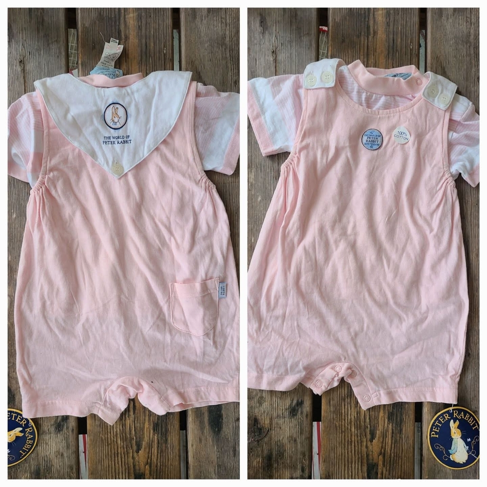 Vintage PETER RABBIT SZ 12M NWT 2pc PINK PETER RABBIT romper Dated 1999